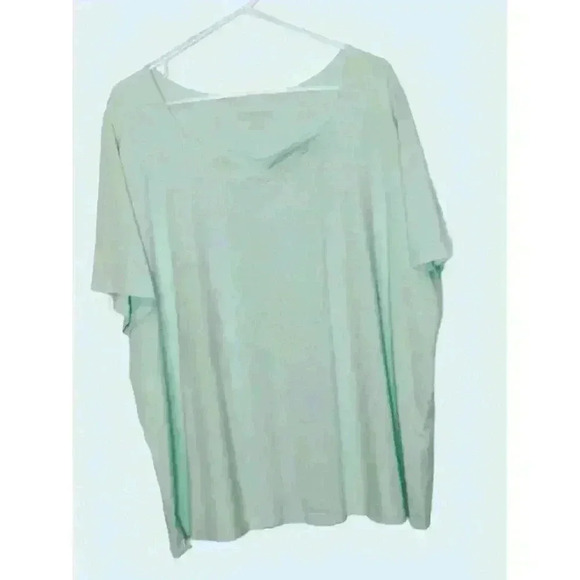 Catherines Supima Collection top 2X square neck short sleeve green flaw - Picture 9 of 9